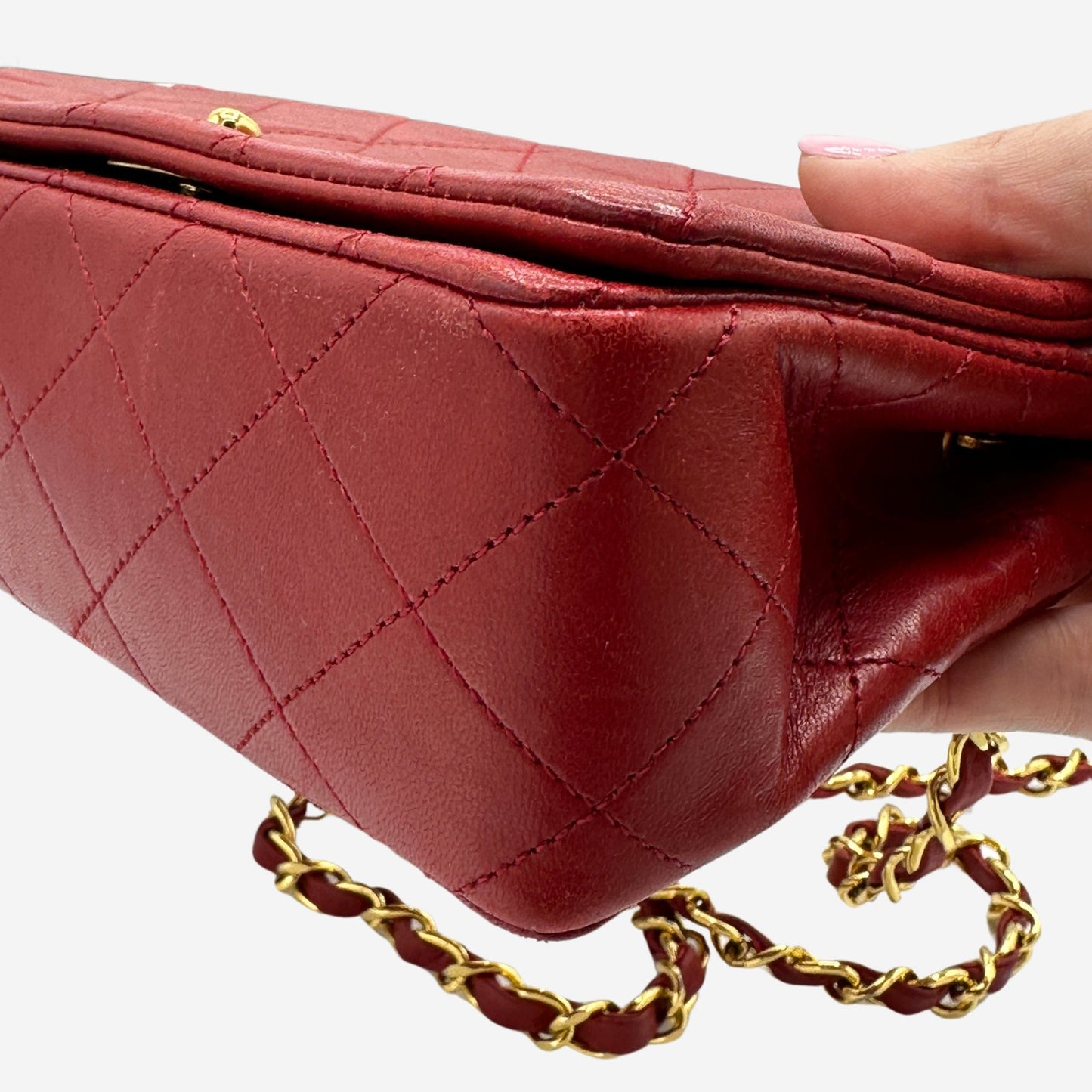 Chanel Red Lambskin Small Single Flap