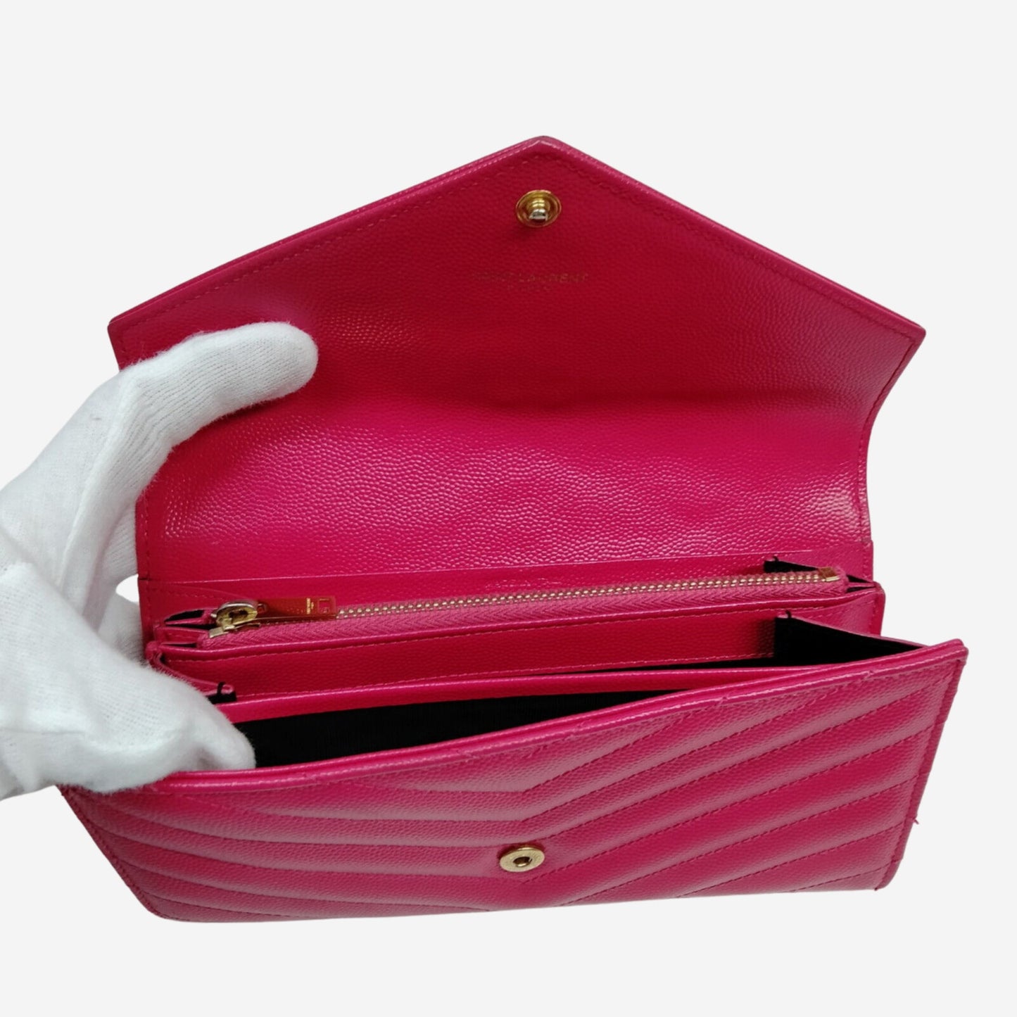 Saint Laurent YSL Hot Pink Portefeuille Envelope Wallet