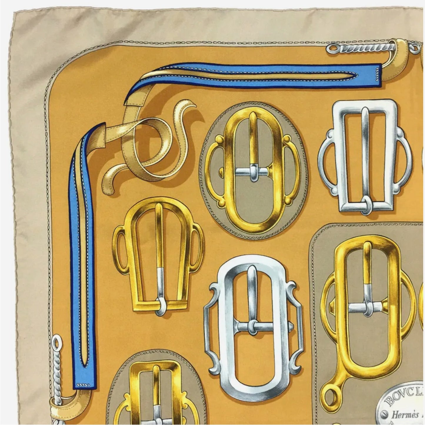 Hermes Bouclerie d'Attelage Silk Scarf, Carre 90