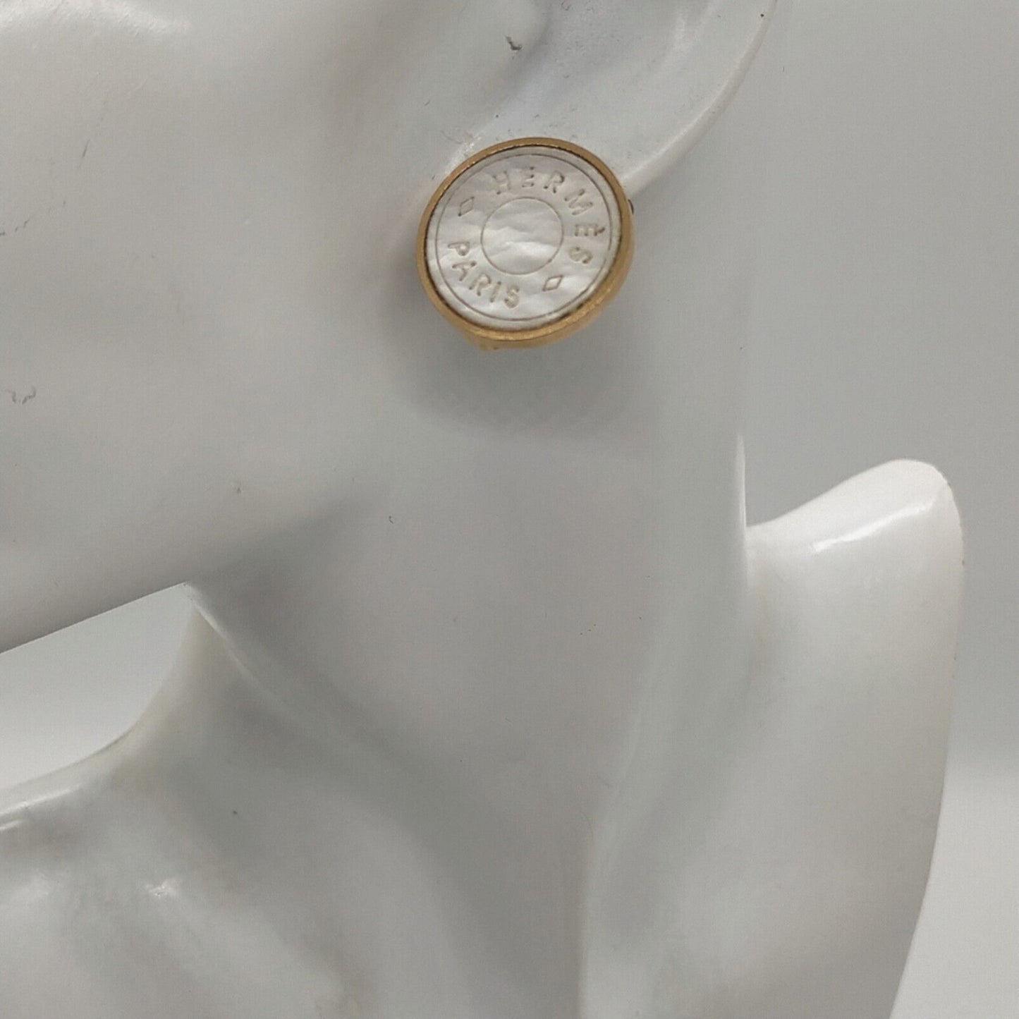 Hermes Clou de Selle Mother of Pearl Clip-on Earrings