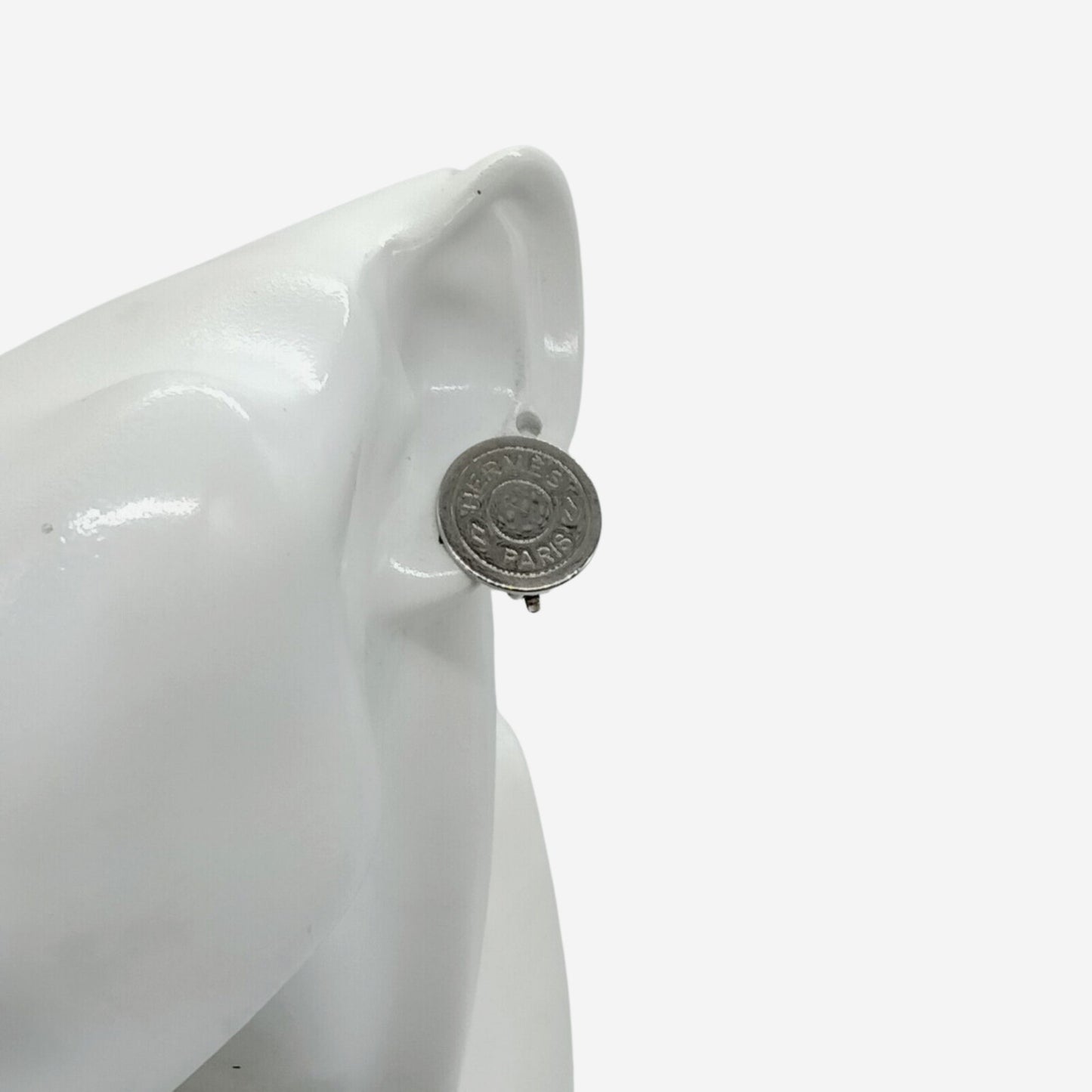 Hermes Clou de Selle Silver Clip-on Earrings