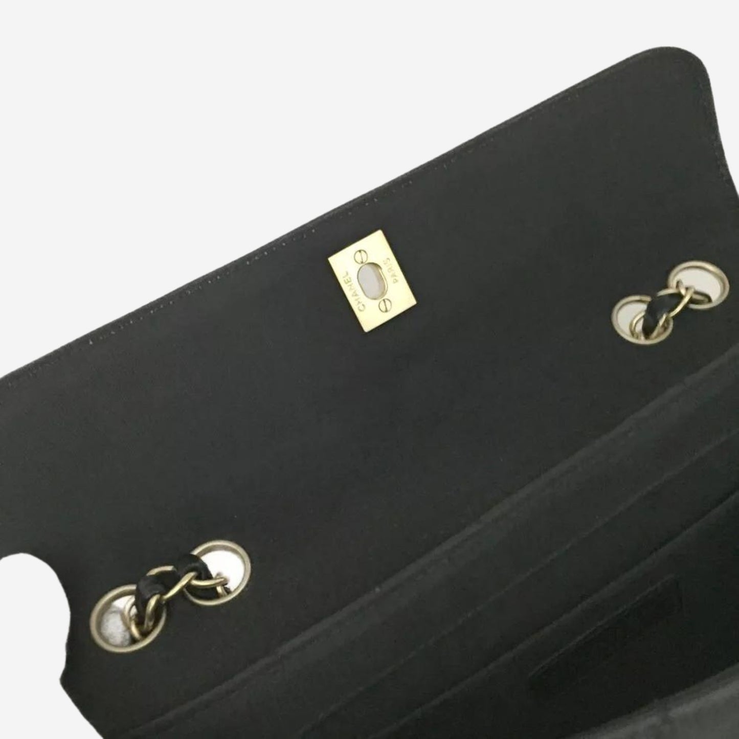 Chanel Black Chevron V Stitch East/West CC Turnlock Lambskin Chain Shoulder Bag