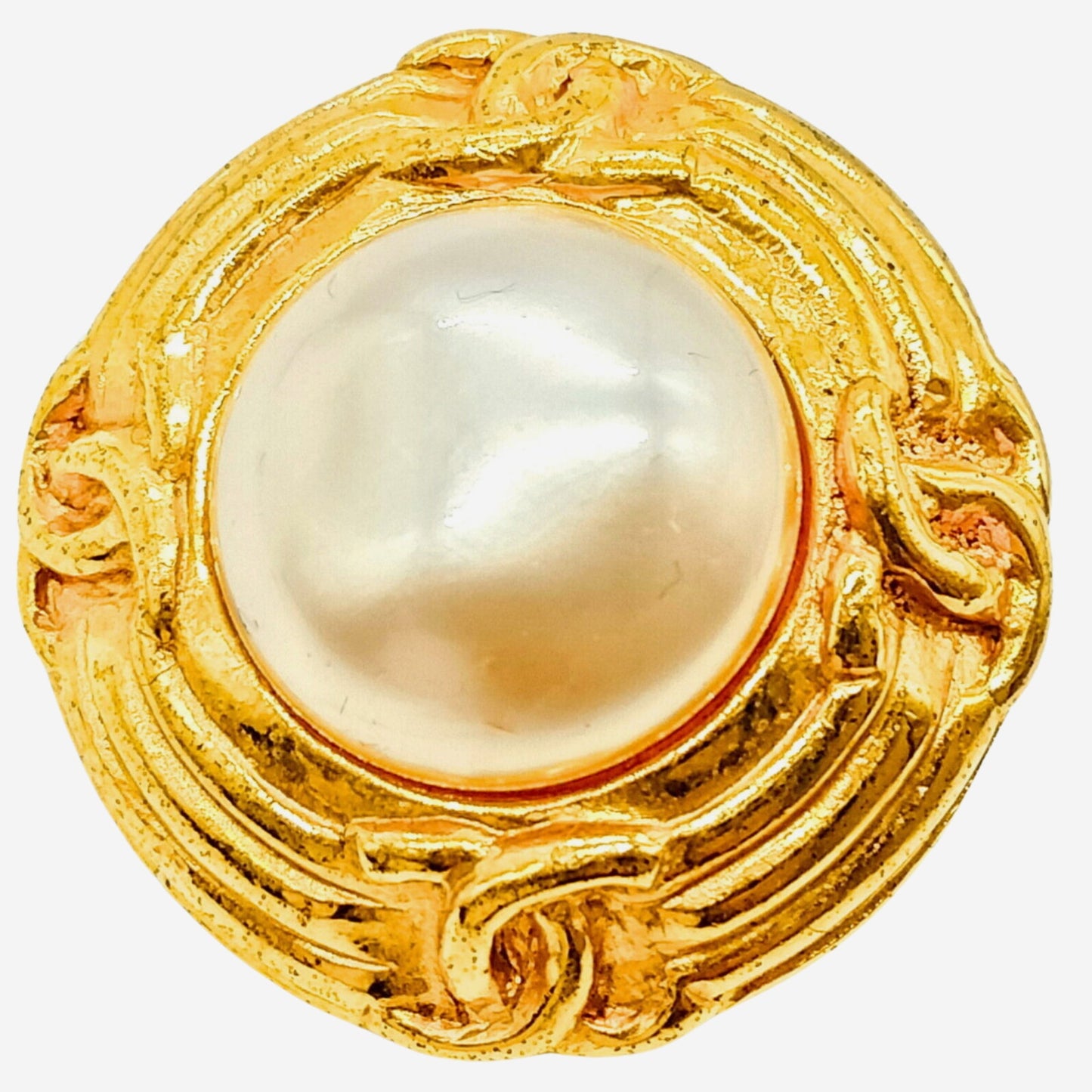 Chanel 24k Gold-Plated Faux Pearl Clip-on Earrings