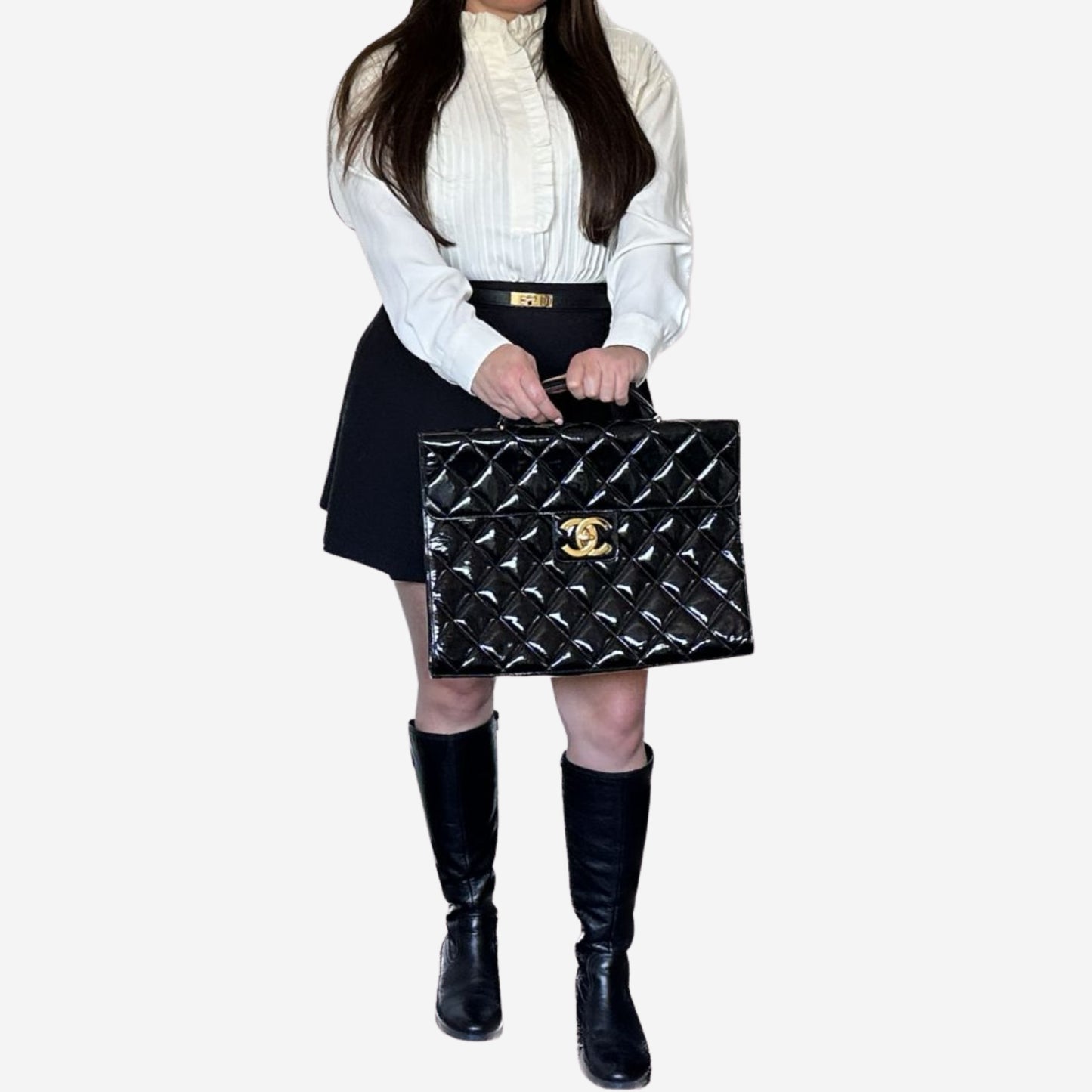 Chanel Patent Leather Brief Case