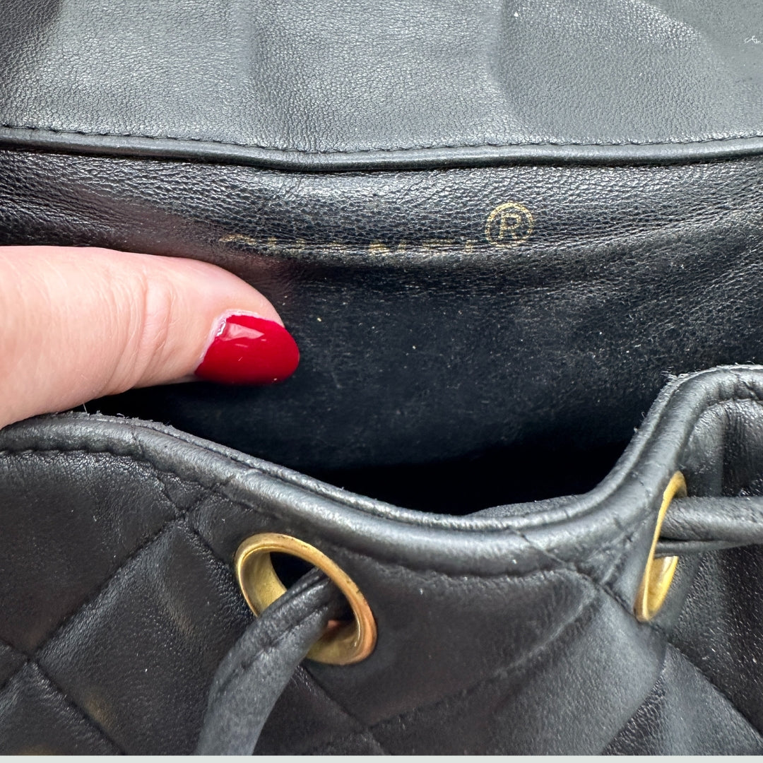 Chanel Black Lambskin Duma Quilted Mini Backpack