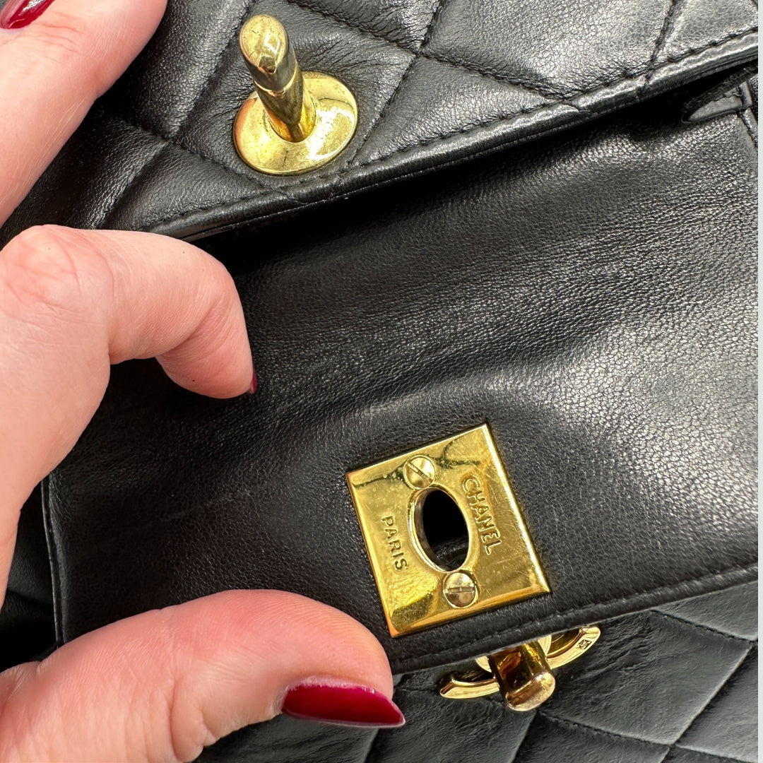 Chanel Black Lambskin Duma Quilted Mini Backpack