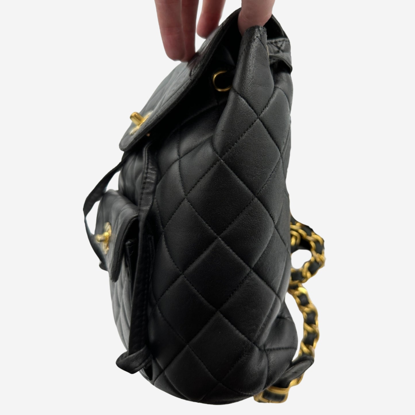 Chanel Black Lambskin Duma Quilted Mini Backpack