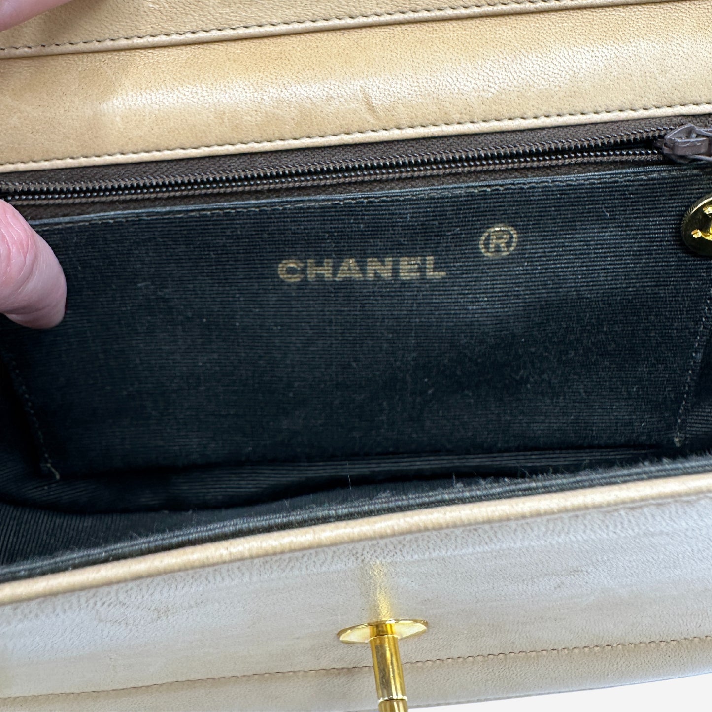 Chanel Beige Lambskin Halfmoon