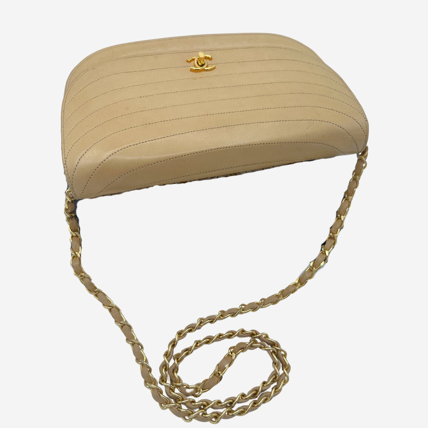 Chanel Beige Lambskin Halfmoon