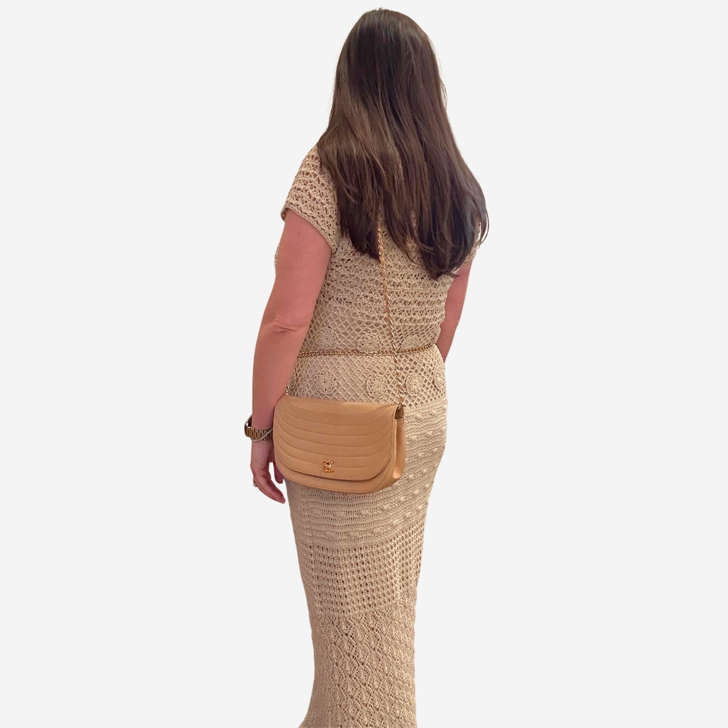 Chanel Beige Lambskin Halfmoon