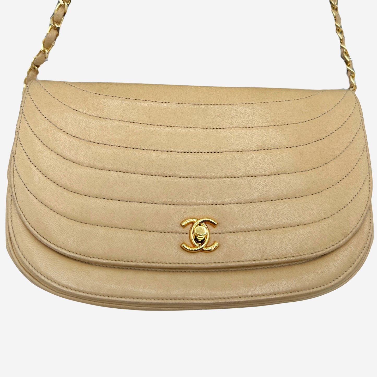 Chanel Beige Lambskin Halfmoon