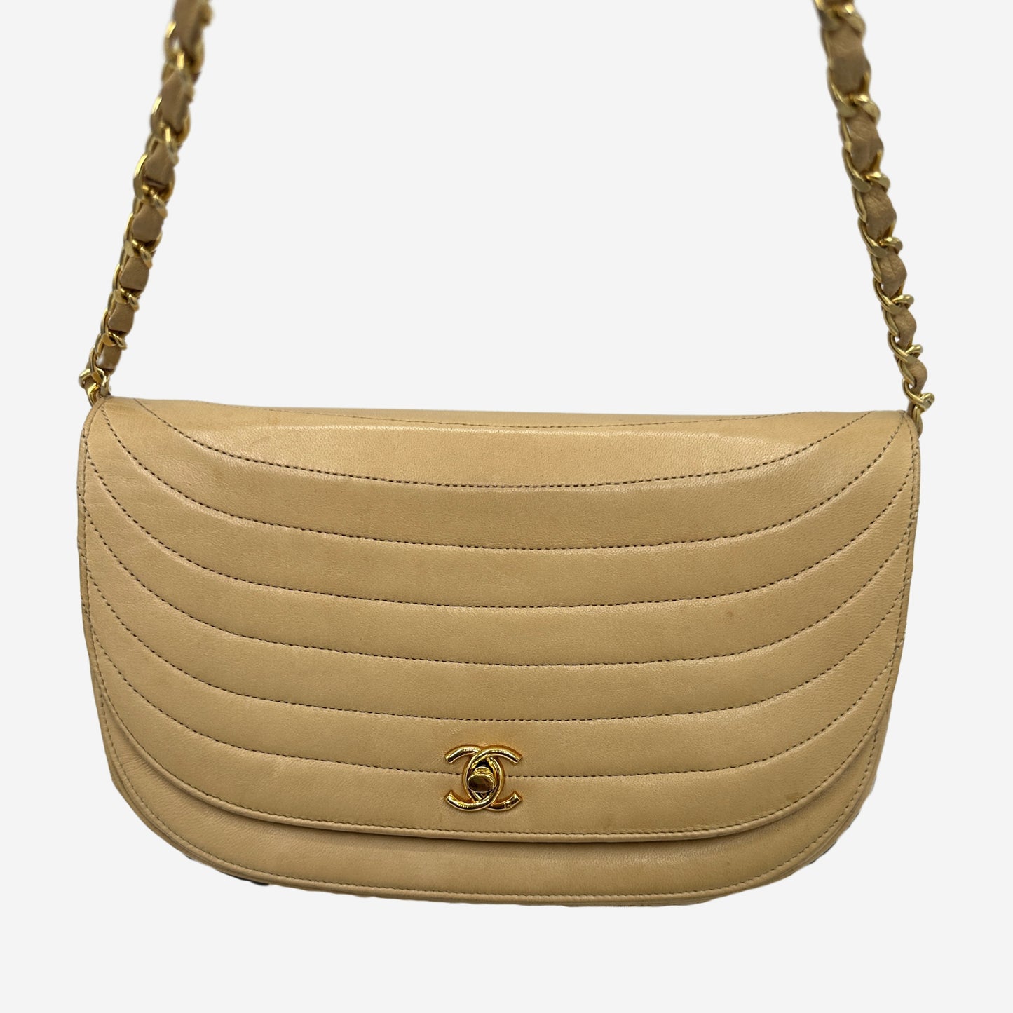Chanel Beige Lambskin Halfmoon