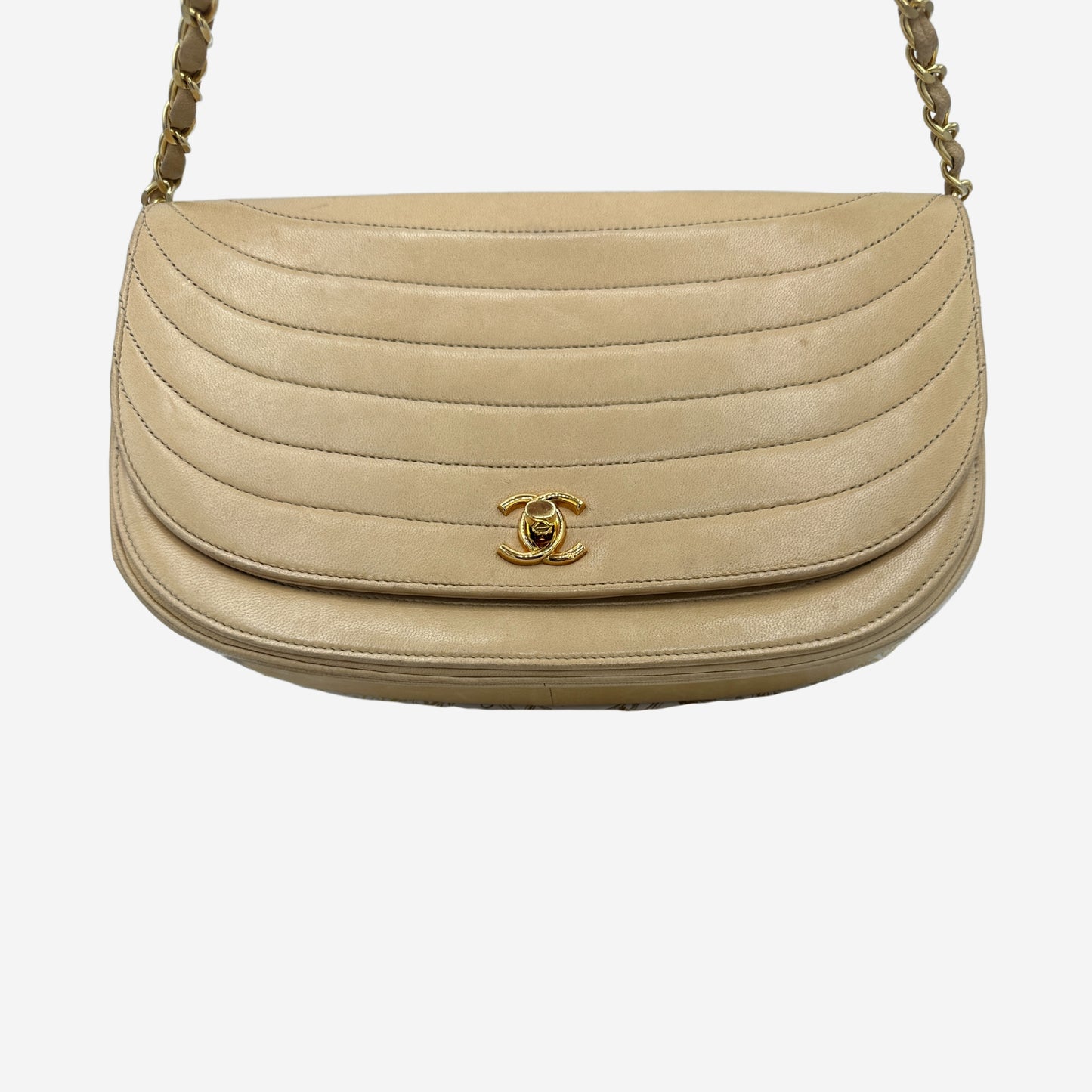 Chanel Beige Lambskin Halfmoon