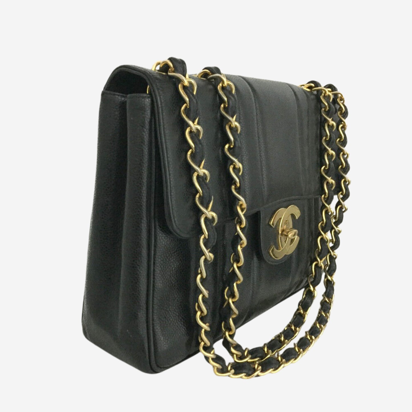 Chanel Black Caviar Vertical Jumbo Flap