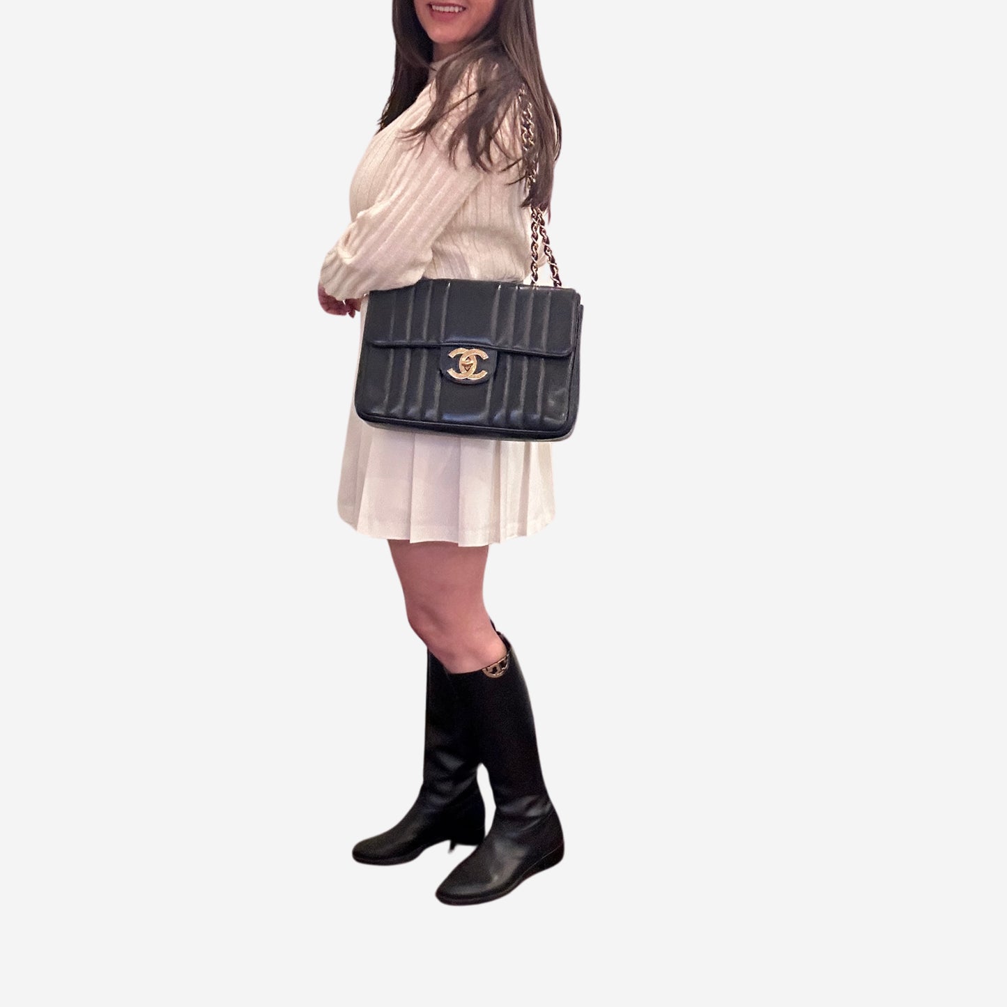 Chanel Black Caviar Vertical Jumbo Flap