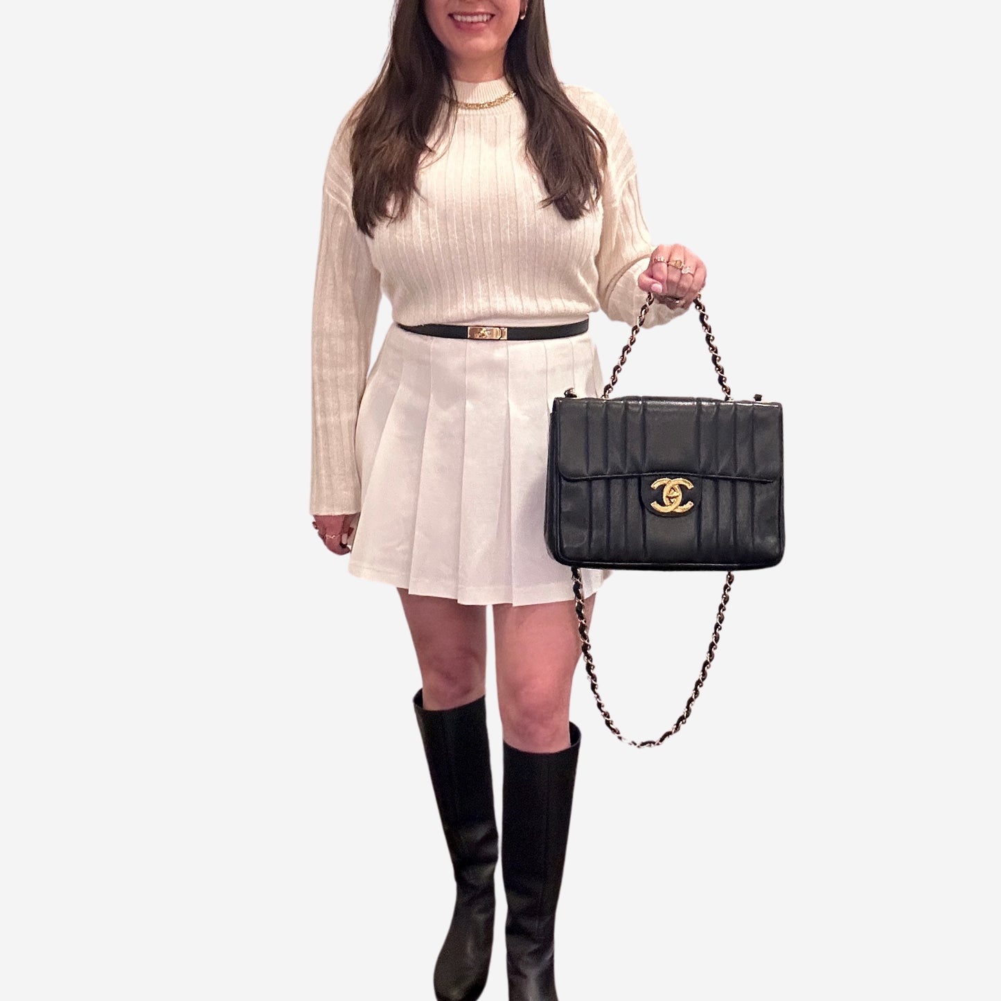 Chanel Black Caviar Vertical Jumbo Flap