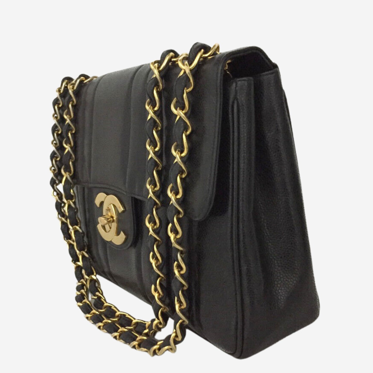 Chanel Black Caviar Vertical Jumbo Flap