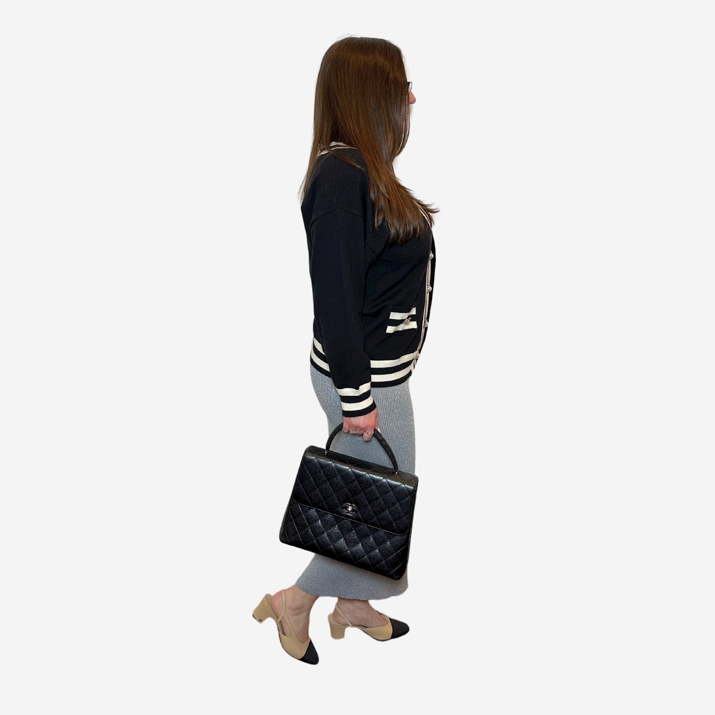 Chanel Black Caviar Kelly with Silver Hardware