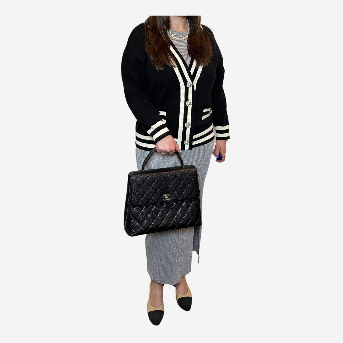 Chanel Black Caviar Kelly with Silver Hardware
