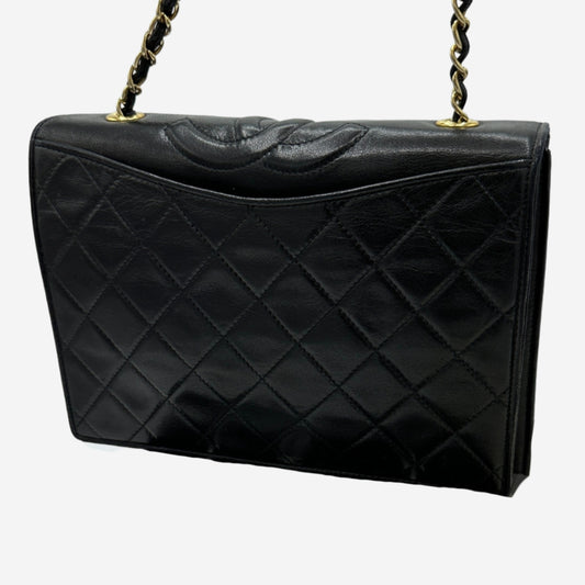 Chanel Black Lambskin Full Flap Shoulder Bag