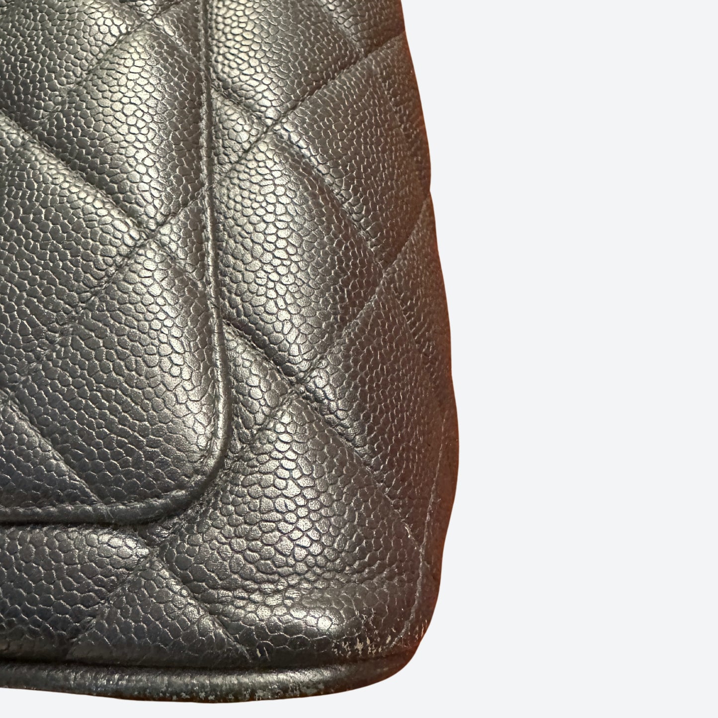 Chanel Medallion Tote Quilted Caviar Dark Navy With Silver Hardware