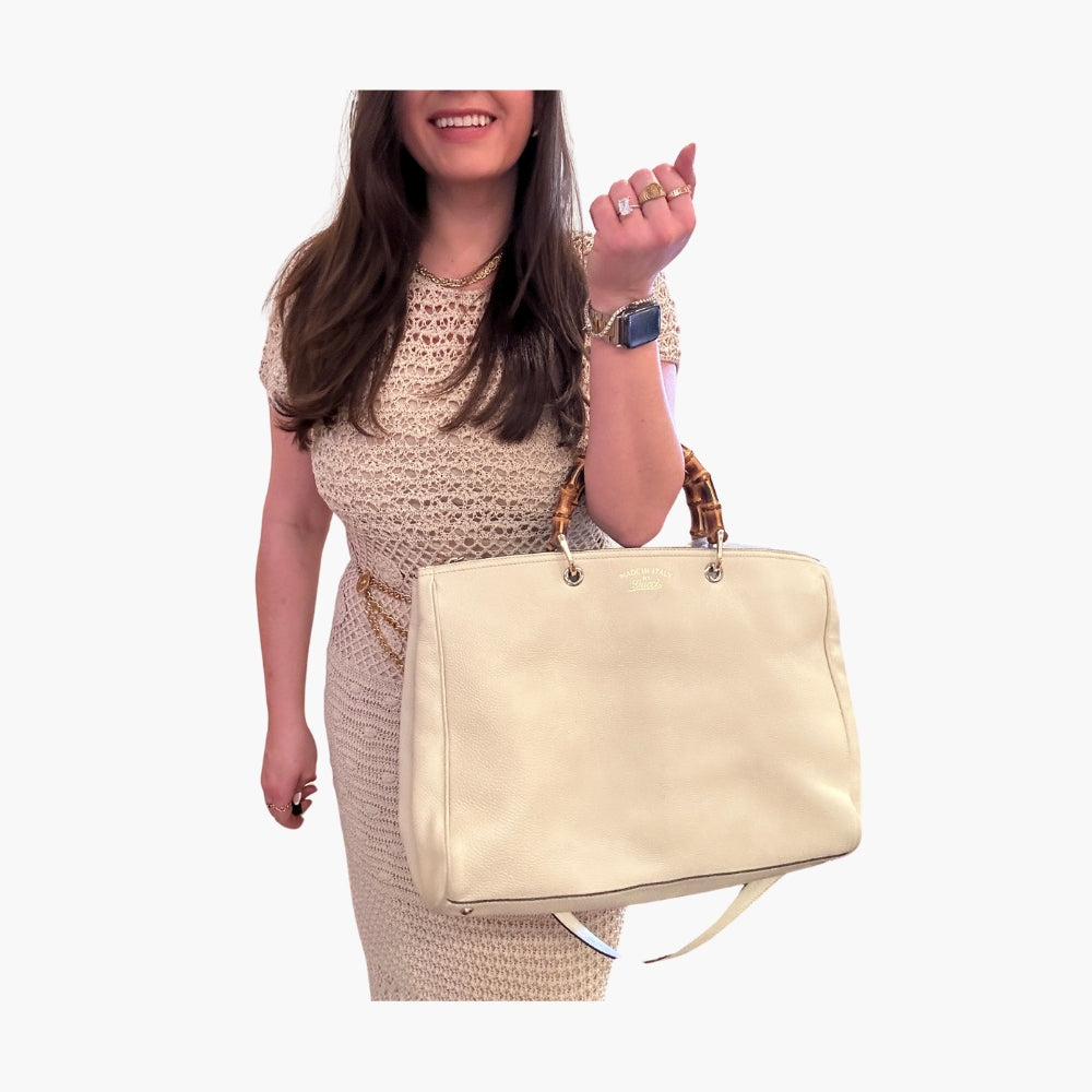 Gucci Ivory Bamboo Shopper