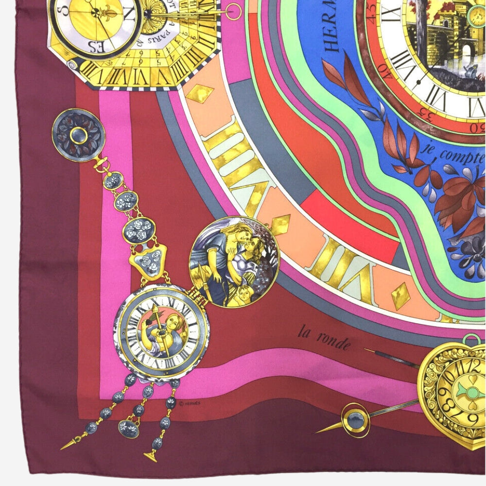 Hermes La Ronde des Heures Silk Scarf, Carre 90