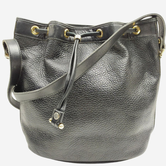 Christian Dior Black Pebbled Leather Crossbody Bucket Bag