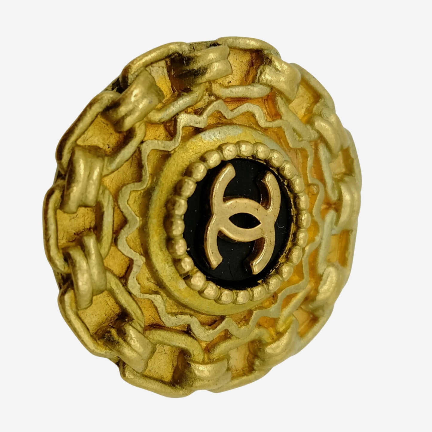 Chanel 24k Gold-Plated Black Clip-on Earrings
