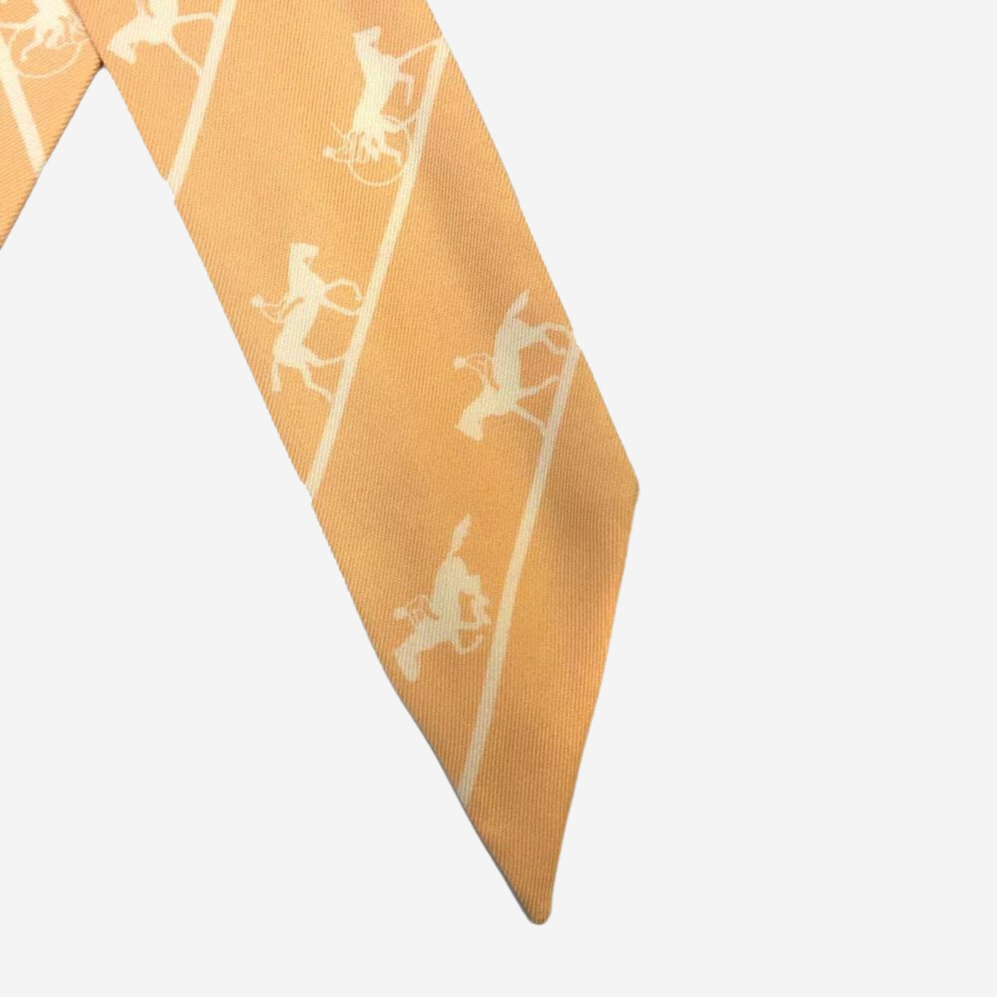 Hermes Le Allure Peach and White Silk Twilly
