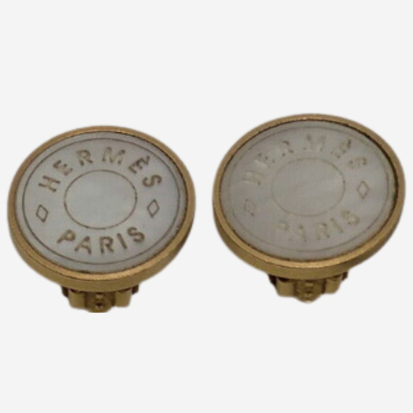 Hermes Clou de Selle Mother of Pearl Clip-on Earrings