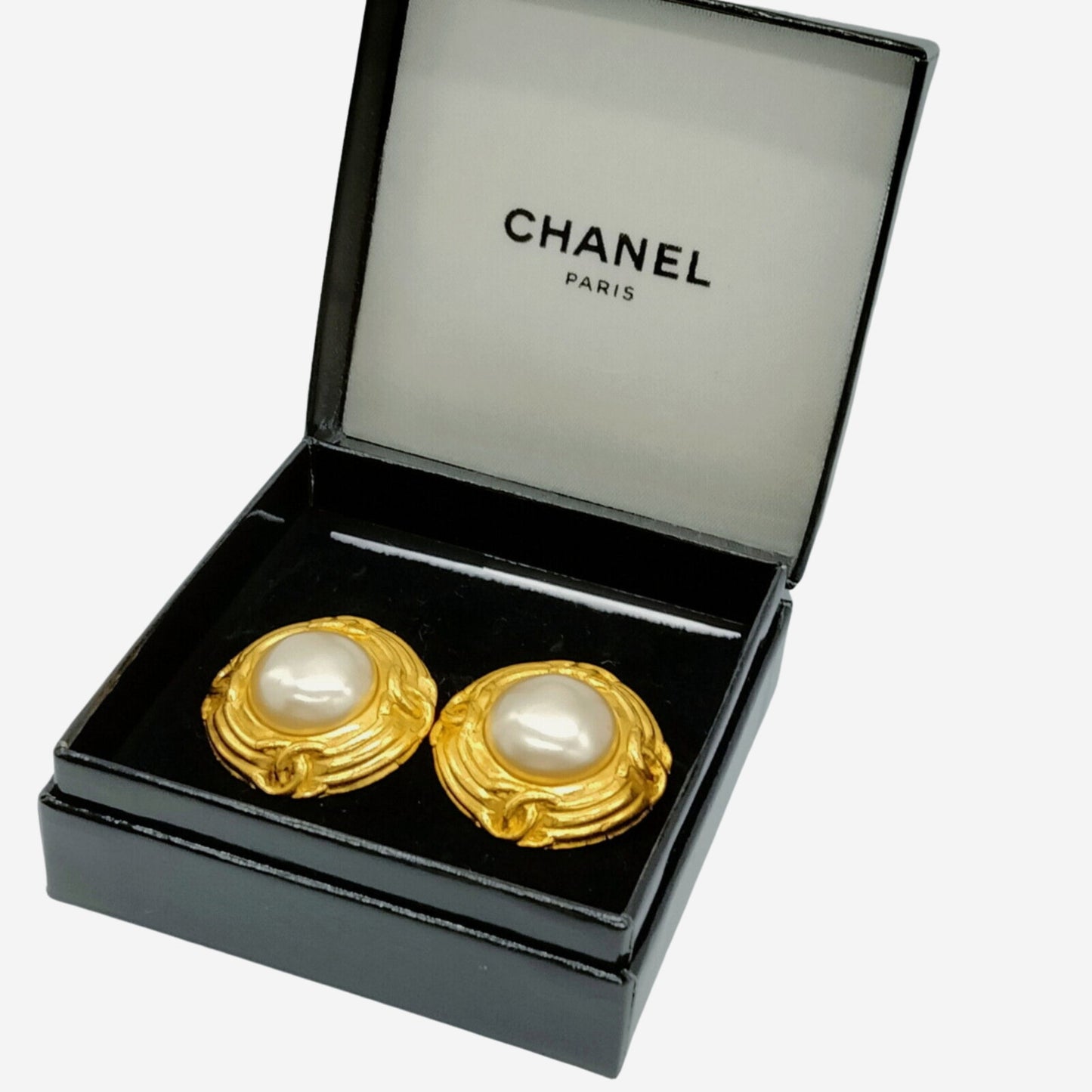 Chanel 24k Gold-Plated Faux Pearl Clip-on Earrings