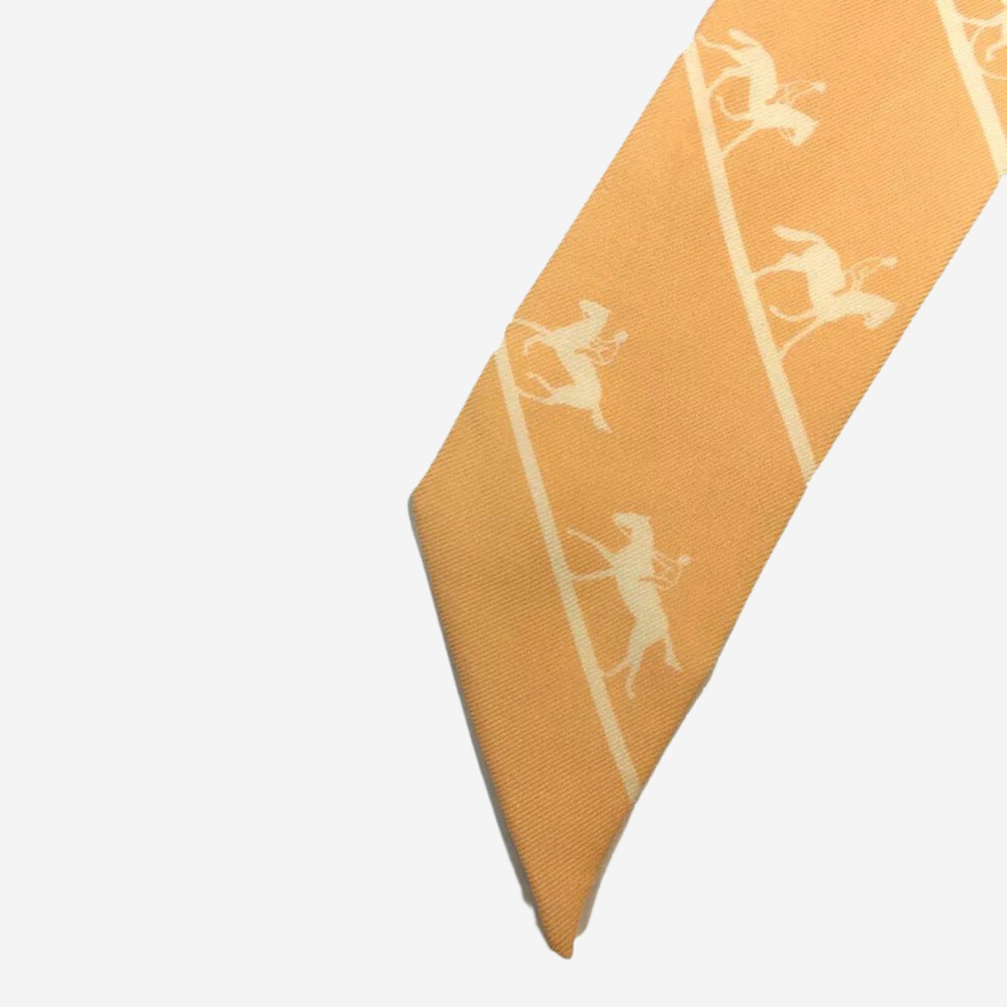 Hermes Le Allure Peach and White Silk Twilly