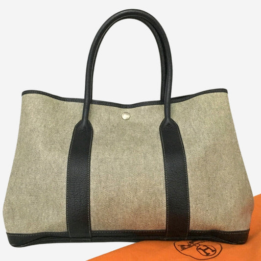 Hermes Greige and Black Garden Party 36